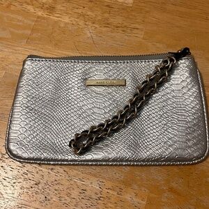 Anne Klein Silver Snakeskin Wristlet Chained